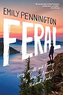 Book cover of Feral with a young woman standing on a cliff.