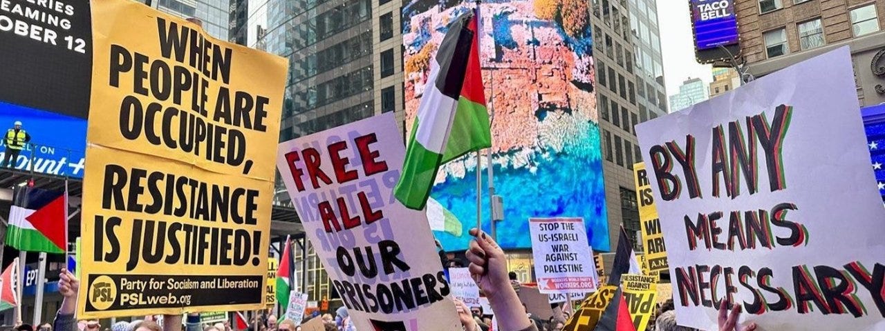 Pro-Palestine protestors in Times Square