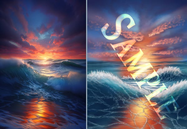 AI art image (left) versus a human digital painting (right).
