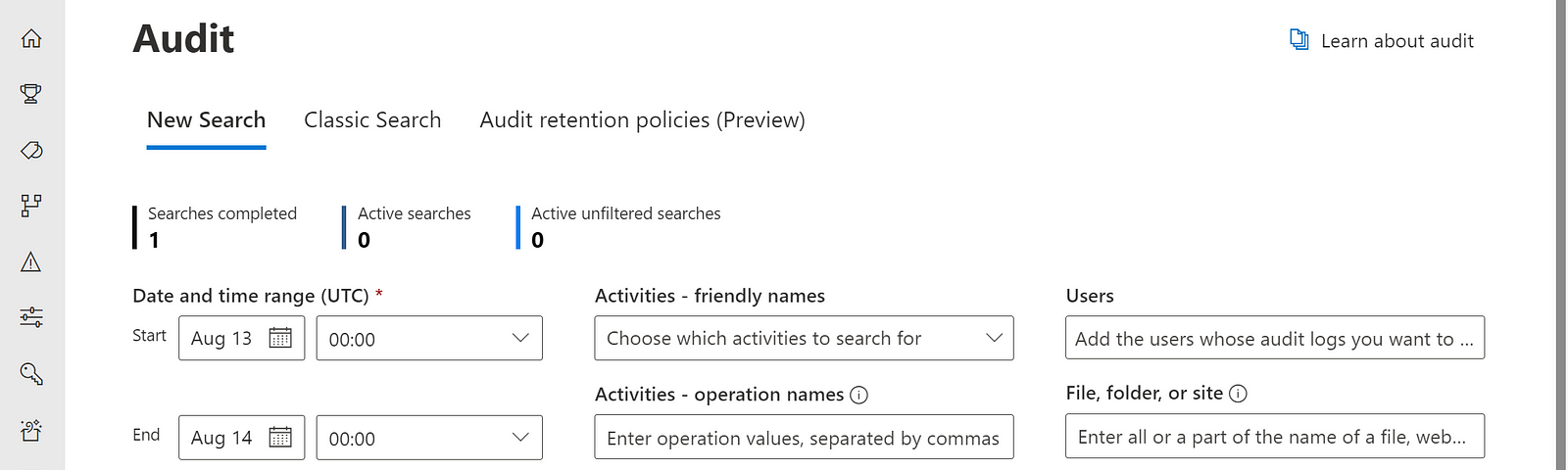 Microsoft Purview Compliance Audit Search
