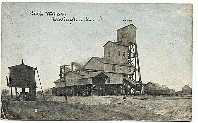 Lovington coal mine superstructure. Postcard published in 1910