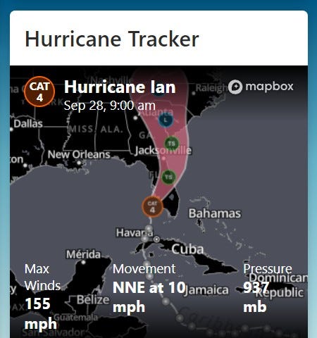 Hurricane Ian — September 28, 2022 — Category 4–155 mph