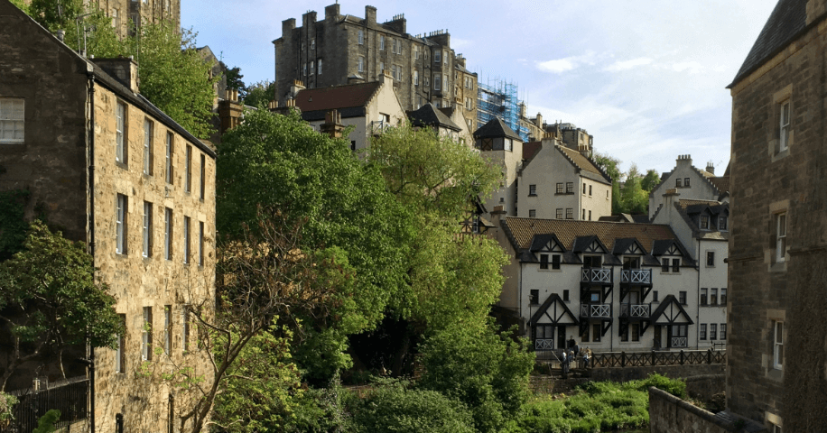 Edinburgh castle, stone houses in foreground — Moral Letters to Lucilius