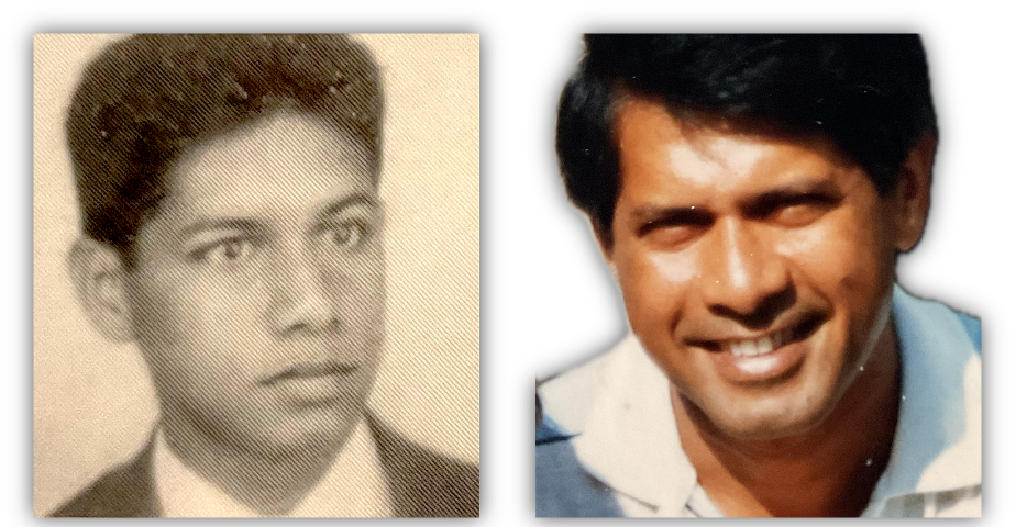 Figure 01: Evo Camões Fernandes at 17 and 40 years old. At 17, Evo exhibits youth and curiosity. At 40, his maturity and experience are evident in an introspective expression. The photos show the evolution of his personality.