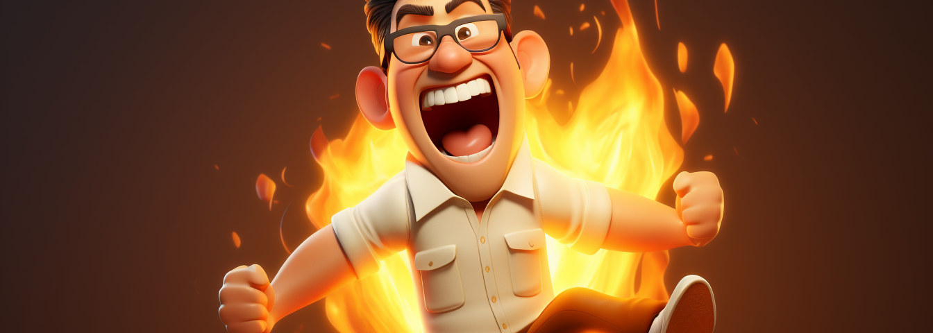 Cartoon depicting a funny guy with his pants on fire — Ai dishonesty