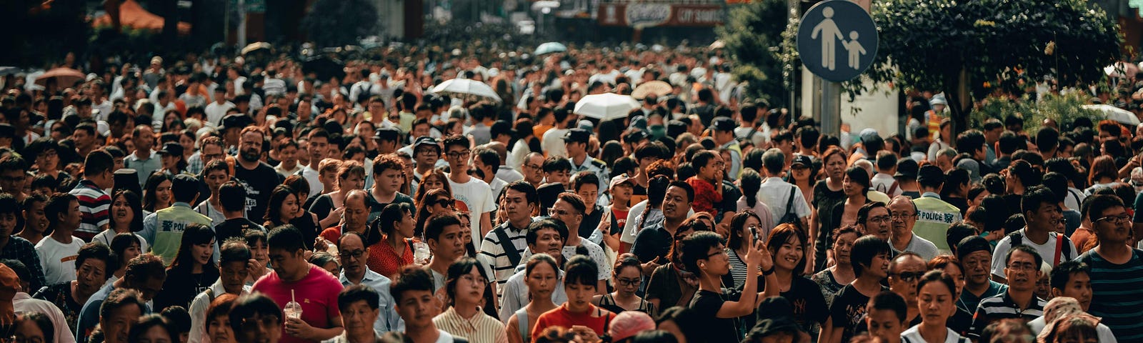 Crowd of people on a city street
