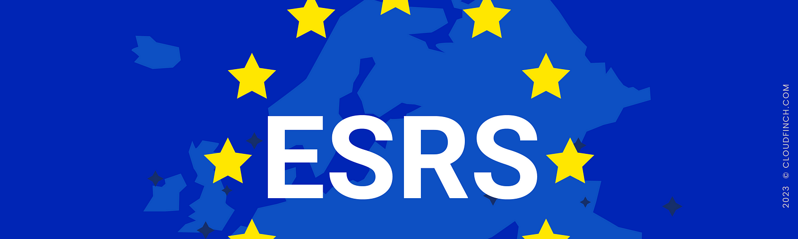 European union flag with ERSR “European Sustainability Reporting Standards” written on it and shade of Europe land on the background