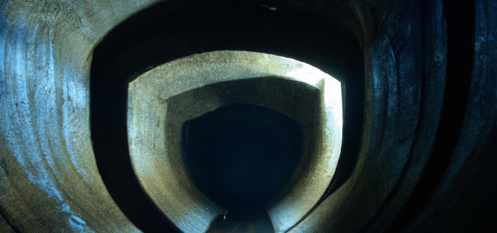 An image of a dark tunnel with water resting along the bottom.