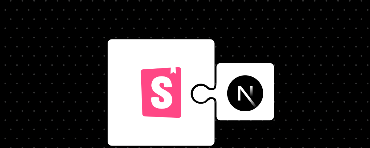 Storybook and Next.js logos, connected like jigsaw puzzle pieces