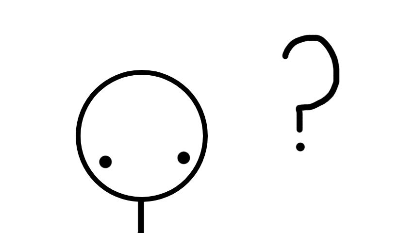 Stick figure next to question mark.