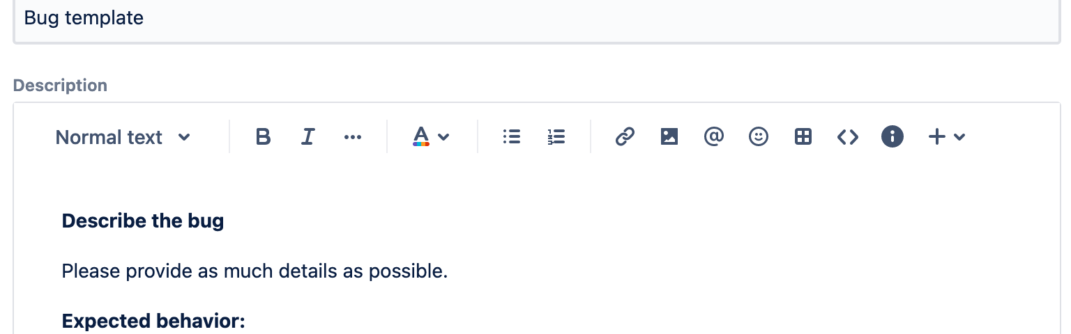 Issue Template for Jira — but template in action