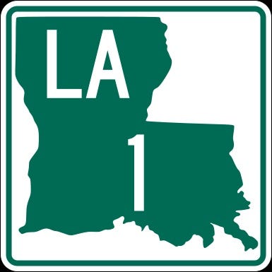 Louisiana highway sign for LA1 from state website