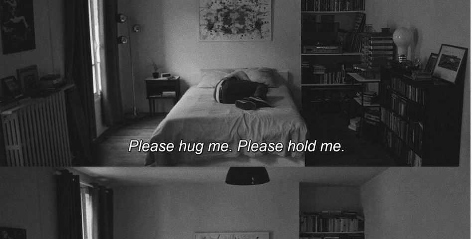 Screen shot from Love (2015) Gaspar Noé. Subtitle says: Please hug me. Please hold me. Come back. Come back.