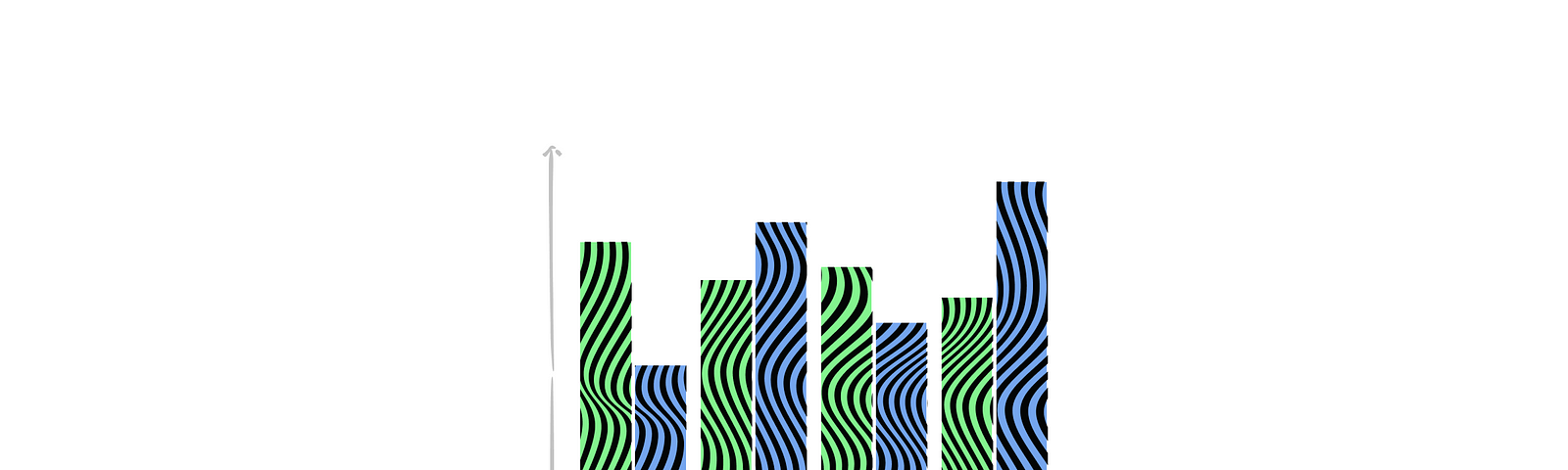 An illustration of grouped column chart where columns create an optical illusion.