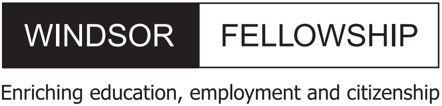 The Windsor Fellowship logo in black text. It reads Windsor Fellowship Enriching education, employment and citizenship.