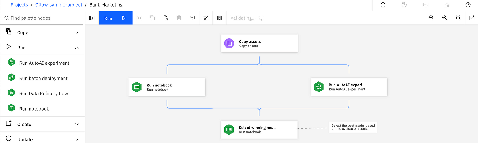 Exporting the winning model to an online web service and Cloud Object Storage location to be picked up by other teams.