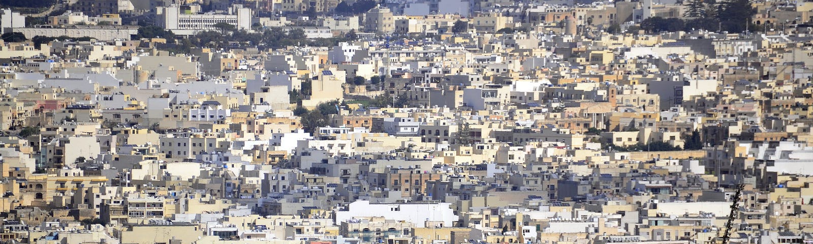 An overbuilt city scape in Malta.