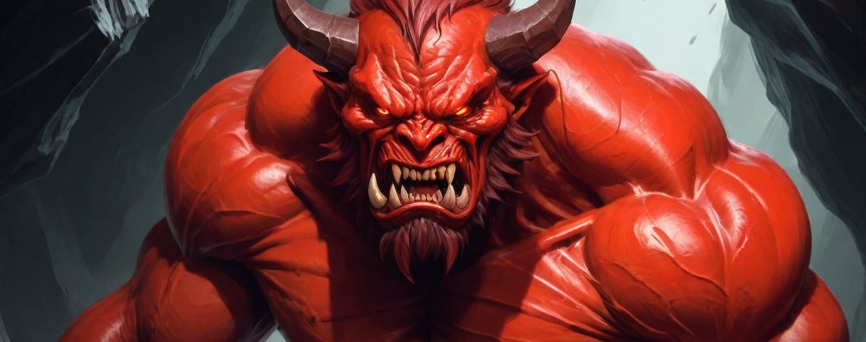 A ferocious red-skinned demon