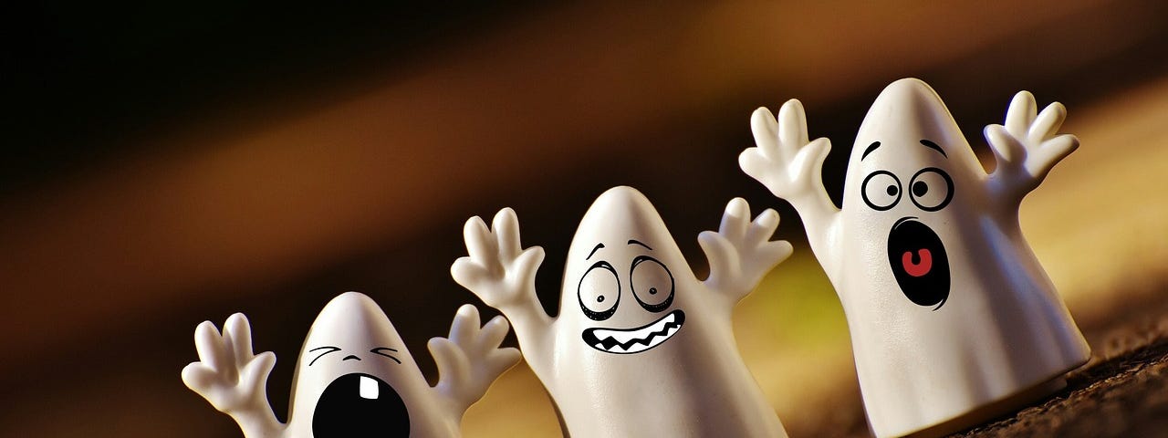 Three happy cartoony ghosts waving their hands in greeting Invitation to writers, call for submissions