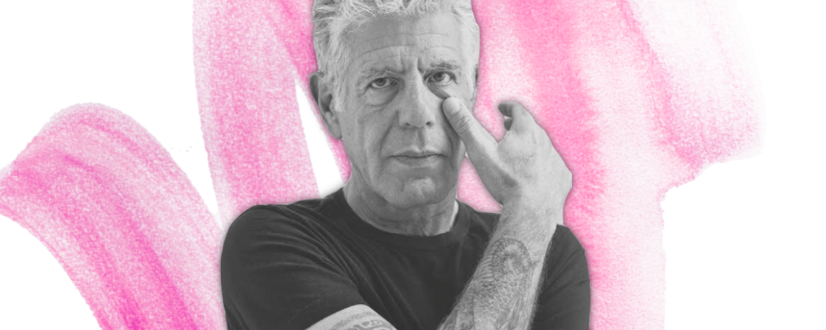 Black and white Anthony Bourdain