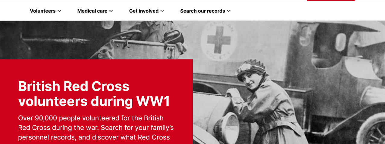 A screenshot of the homepage of vad.redcross.org.uk