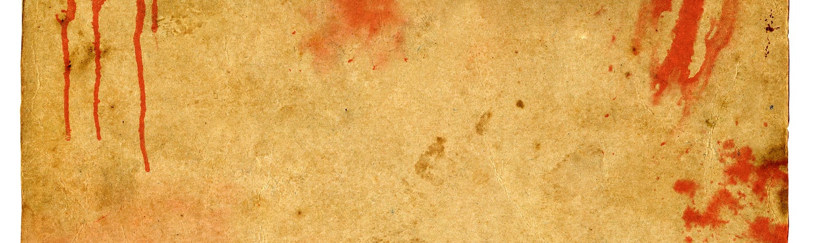 A mysteriously blank sheet of construction paper, with a torn corner and blood splotches