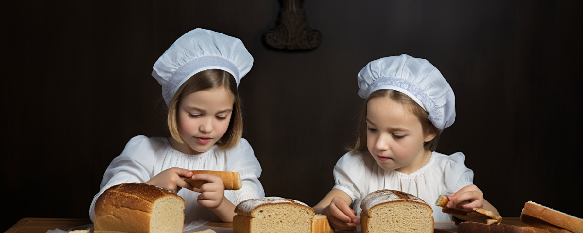 Two Young Homeschool Girls BAking Bread