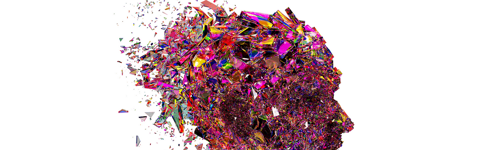 an artistic head with colors exploding from it