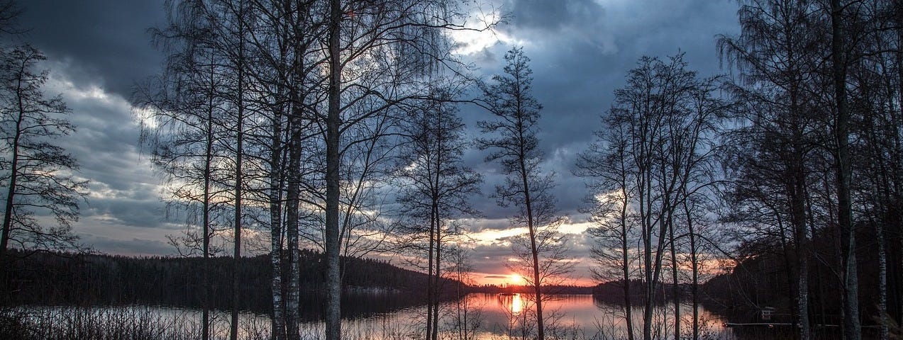 A dark lake in Finland.