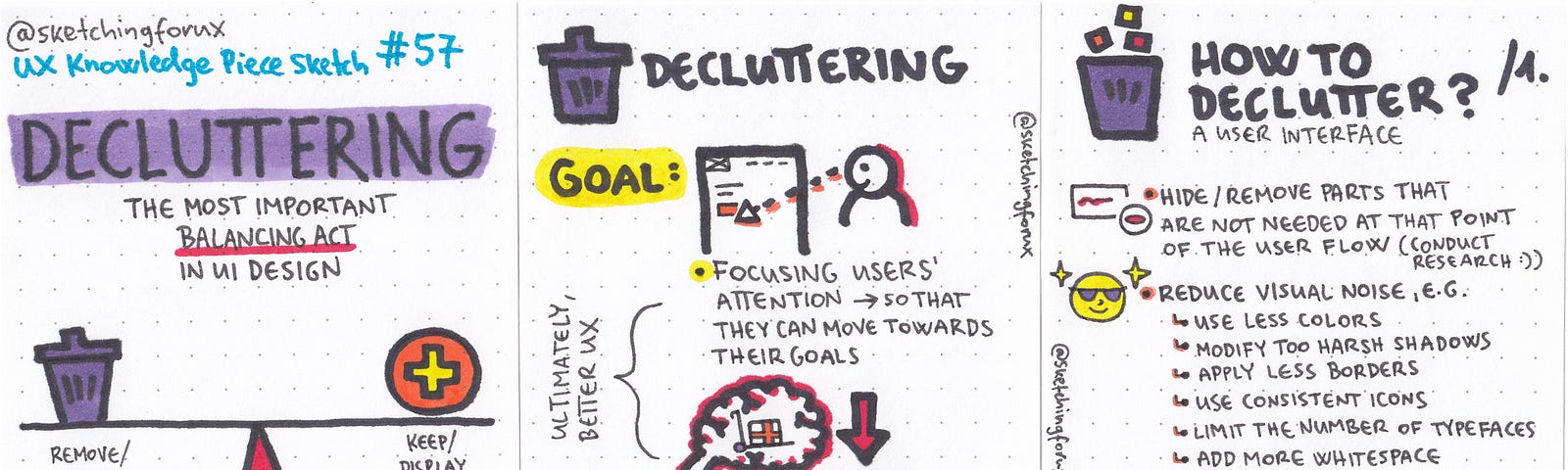 My UX Knowledge Piece Skecth about decluttering in UI design