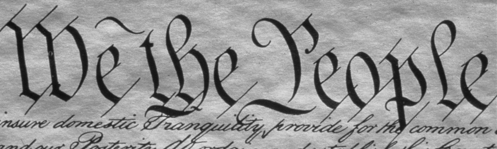 An image of the first few lines of the Constitution of the United States.