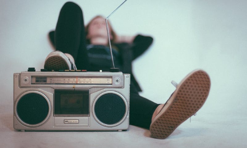 A boombox from the 1980s.