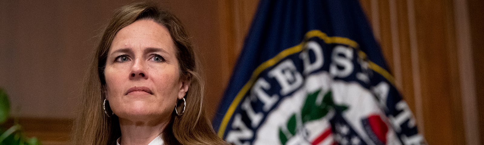 Judge Amy Coney Barrett meets with Sen. Joni Ernst (R-IA) (not seen) on October 1, 2020 in Washington, DC.