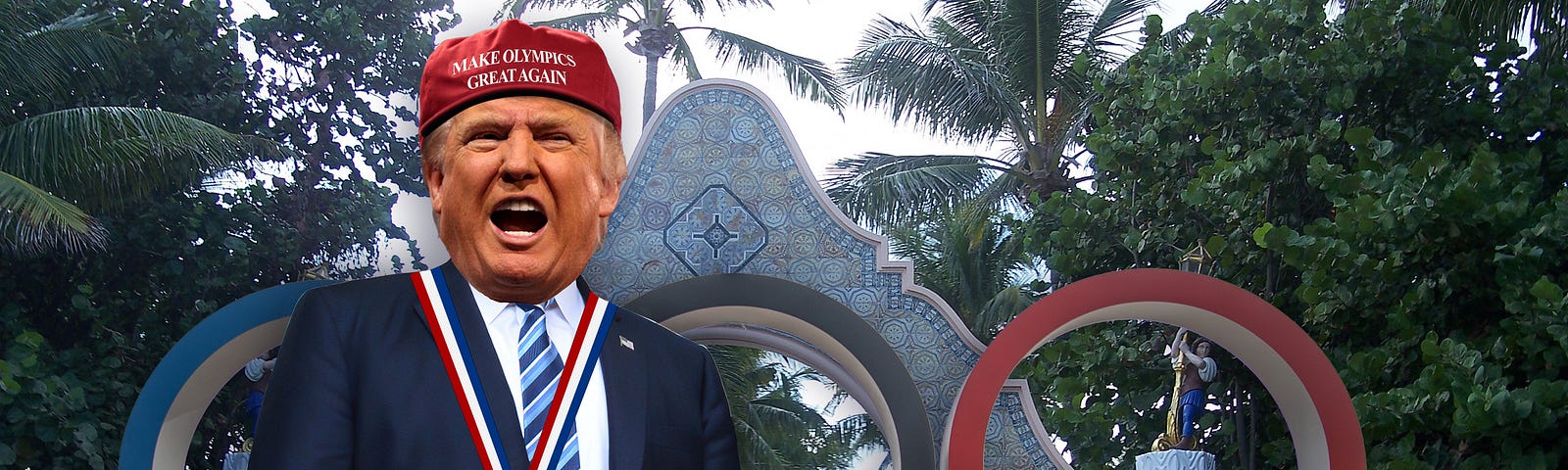 Trump with gold medal and MOGA hat