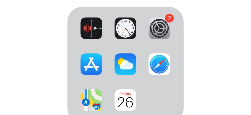 iOS’s icons inside a folder.