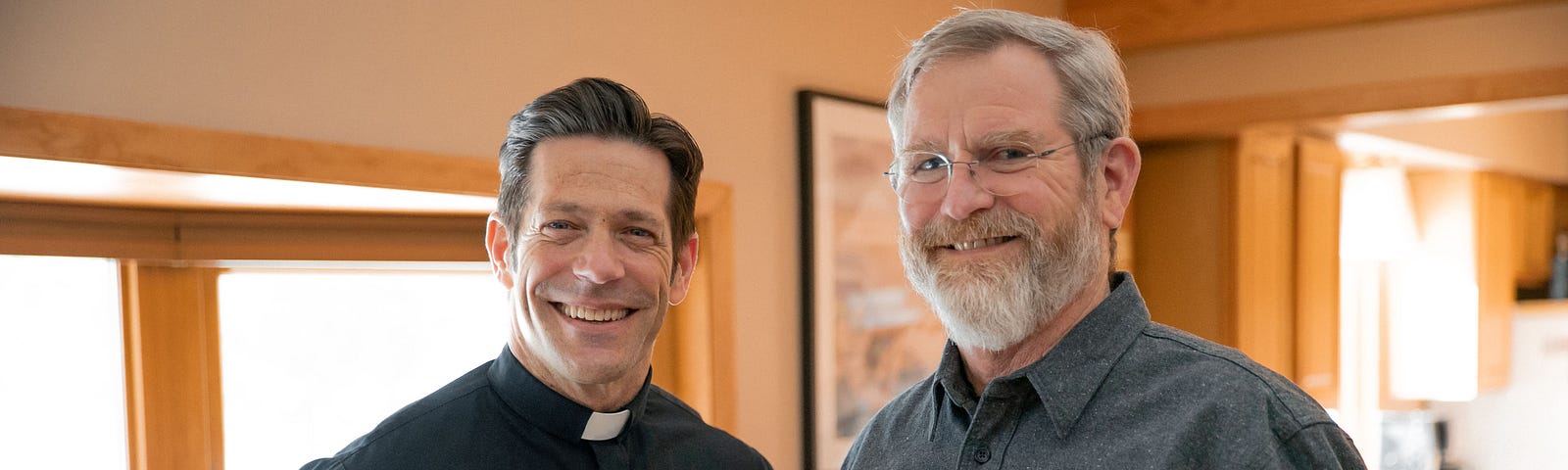 Father Mike Schmitz (left) was inspired to start the history-making Bible in a Year podcast and the Catechism in a Year podcast with Jeff Cavins, creator of The Great Adventure Catholic Bible -image courtesy of Ascension Press.