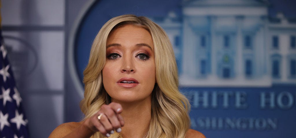 A photo of Kayleigh McEnany at a White House press briefing on June 30th, 2020.