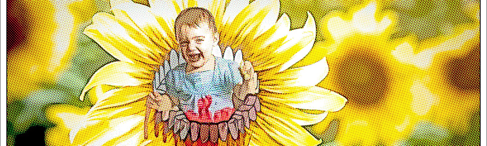 Child being devoured by flower
