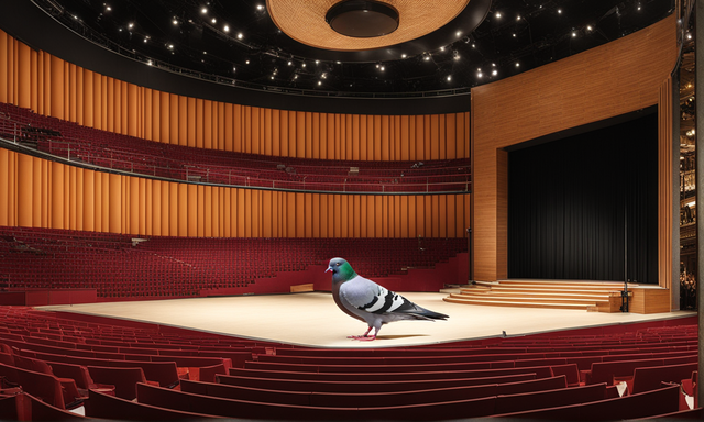 A pigeon on an acoustic stage
