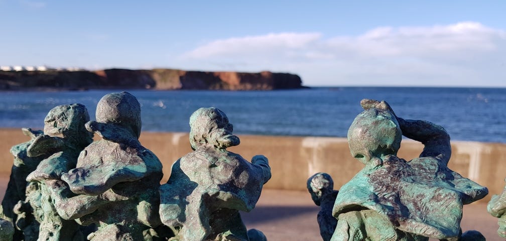 Widows and Bairns sculpture in Eyemouth, Scottish Borders.