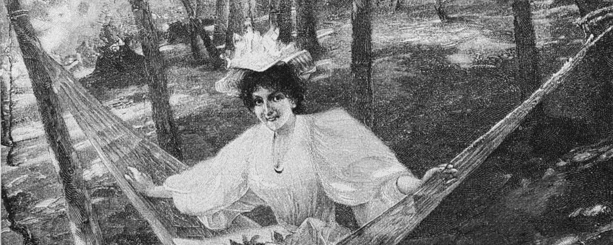 A lady on a hammock in the late nineteenth century