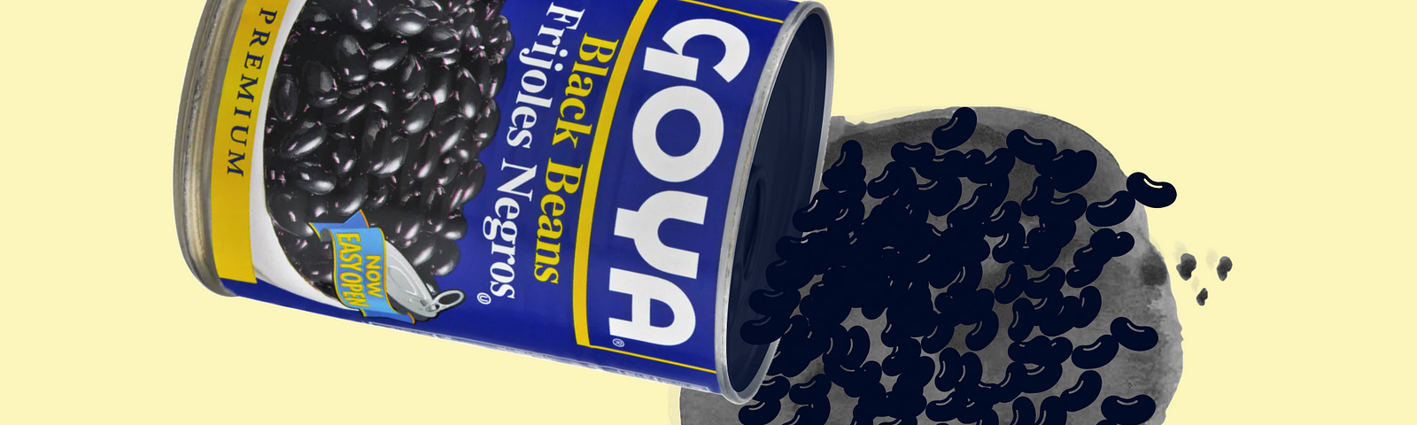 Photo illustration of spilled Goya beans by Maggie Chirdo.