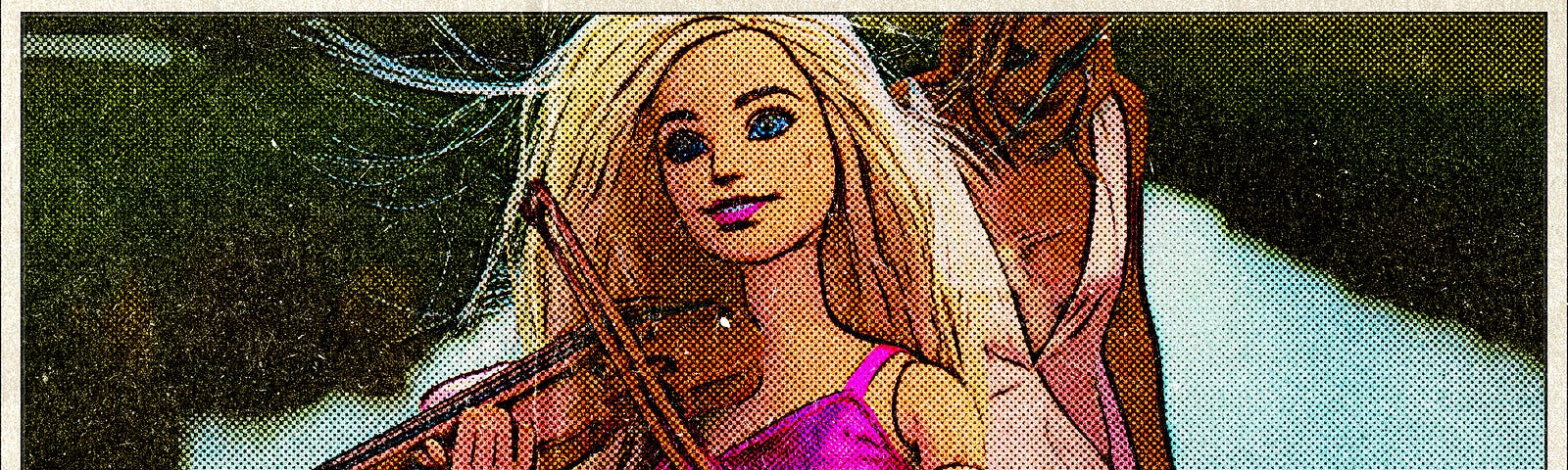 Barbie performs while Margot Robbie dances in background