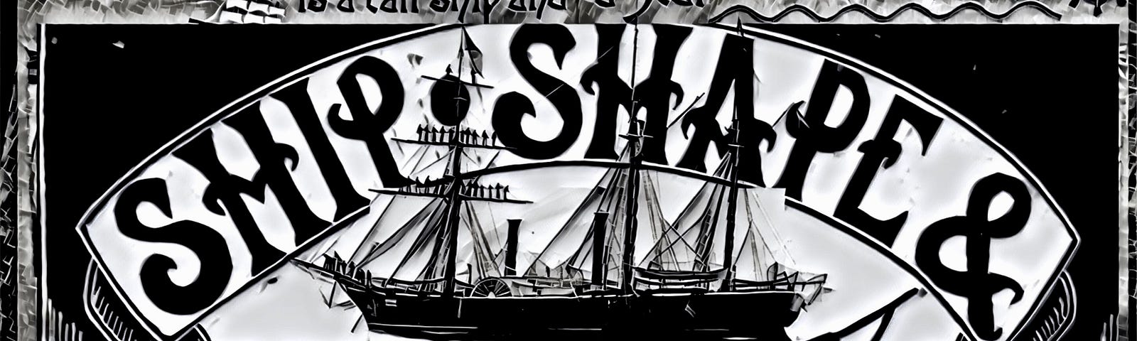 An old fashioned sign, with a nineteenth century sailing boat, that says Ship Shape & Bristol Fashion