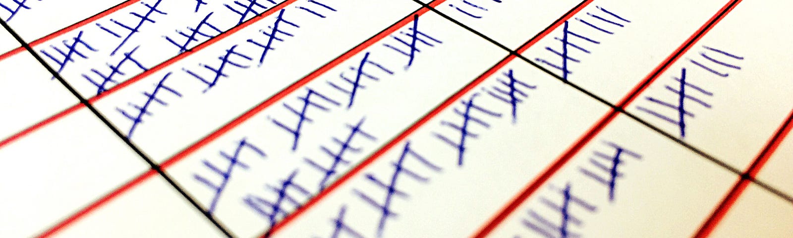 Tallies written with blue ink.