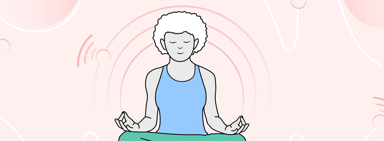 A graphic featuring a person meditating.