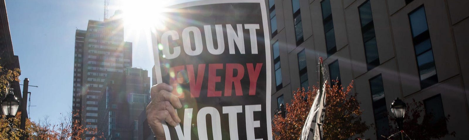 A protestor on November 5, 2020, in Philadelphia, Pennsylvania.