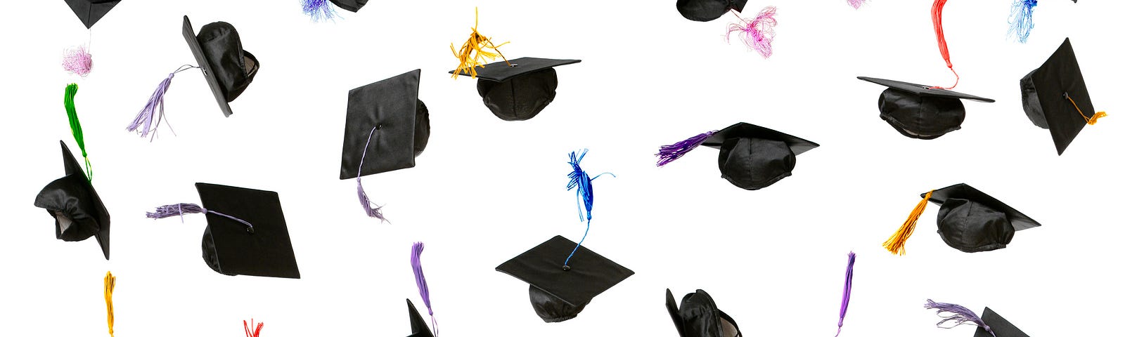 A photo of graduation caps.