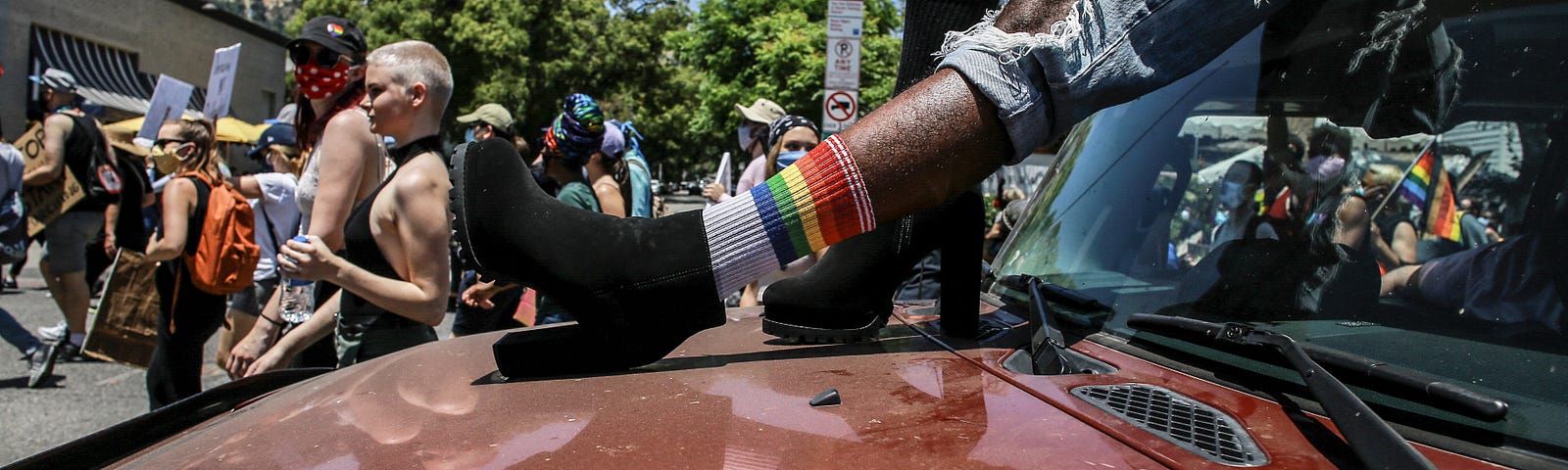 A BLM march in LA in lieu of Pride, June 14, 2020