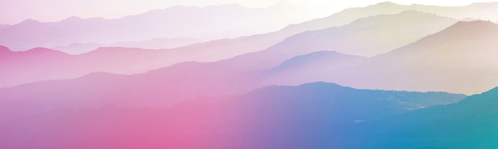 Multicolored gradient image of a mountain range.